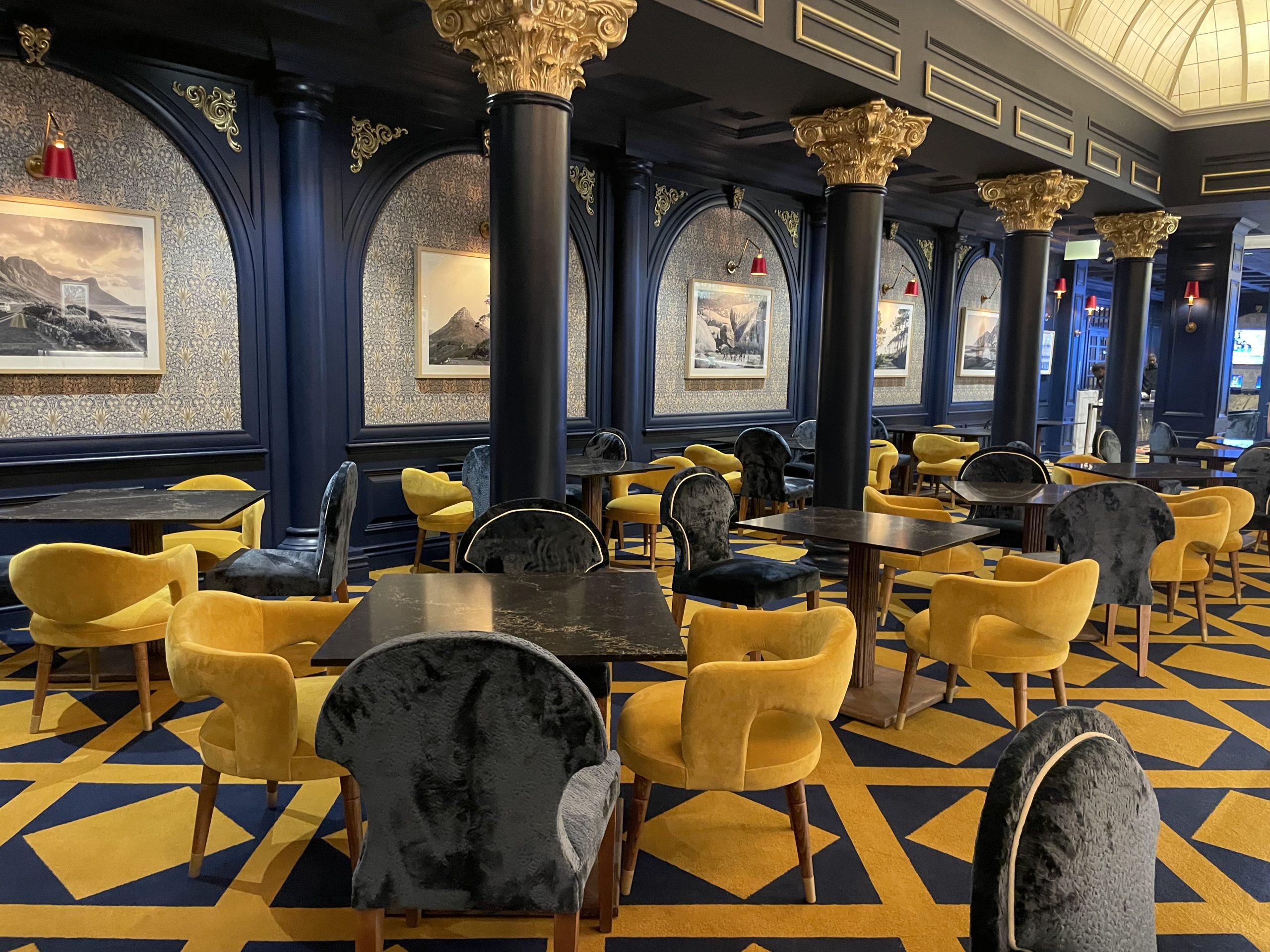 Grey and yellow suede chairs